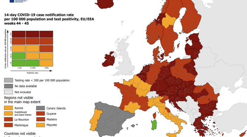 ecdc, Copyright EuroGeographics, UN-FAO, Kartverket, instituto Nacional de Estatistica Portugal