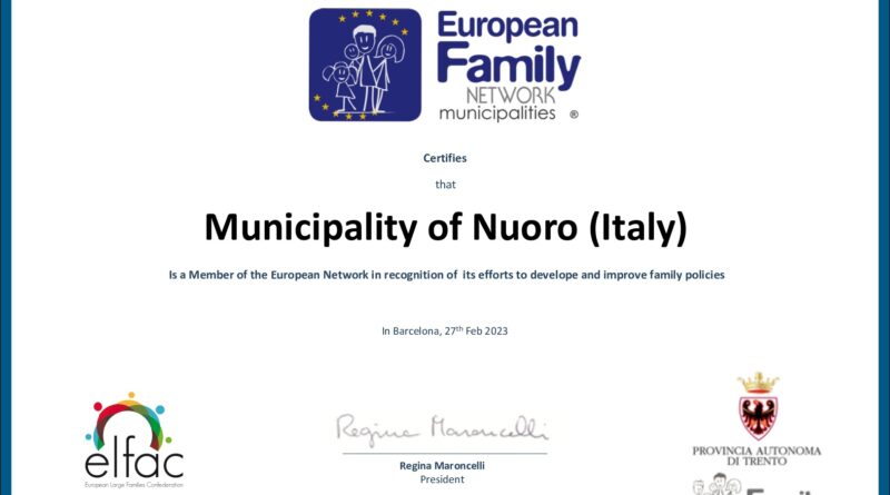 Nùoro entra nell'European Family Network