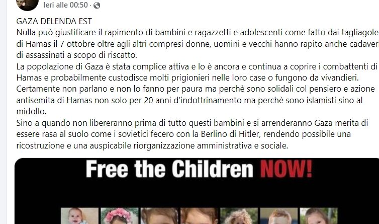 Il post del moderato Mario Carboni