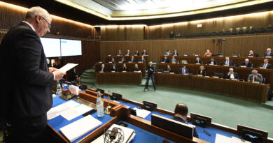 L'Aula ascolta l'intervento del presidente Bordin